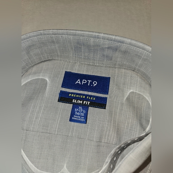 Men's Dress Shirt Apt 9 Slim Premier Flex Stretch size-17-17.5 sleeves 34/35 NEW - Picture 3 of 4